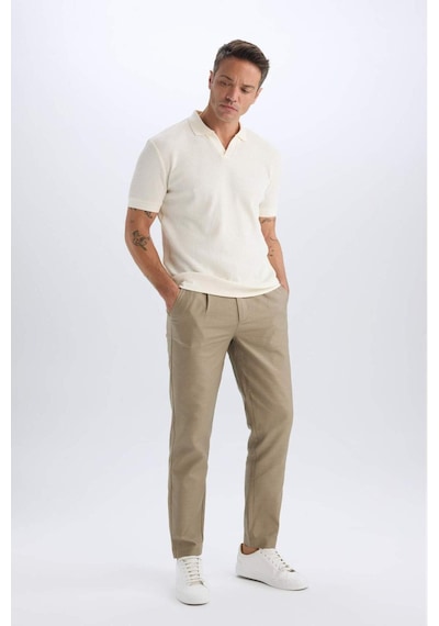 DeFacto %100 Pamuk Relax Fit Rahat Kesim Düz Paça Keten Görünümlü Yazlık Kumaş Pantolon D4251AX25SMBG755