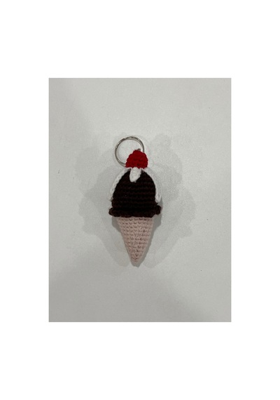 Amigurumi El Örgüsü Dondurma Anahtarlık Kahverengi Kahverengi