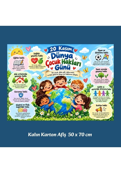 Dünya Çocuk Hakları Günü İlkokul 50x70 Cm Karton Afiş Tüm Yaşlar