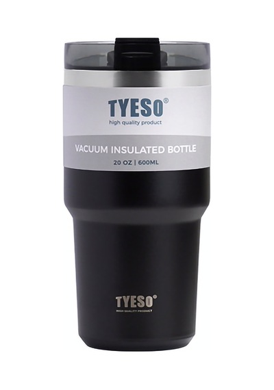 Tyeso Tripletask Termos Vakumlu Yıkanabilir Silikon Pipetli 600ml Siyah