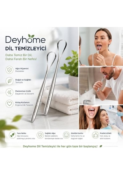 3'lü Profesyonel Dil Temizleme Seti Paslanmaz Çelik Dil Kazıyıcı Ağız Hijyen Aparatı / Geniş & Dar Yüzey, U Şekilli Kazıyıcı, Ergonomik Tasarım, Su İle Kolay Temizleme, Tekrar Kullanılabilir
