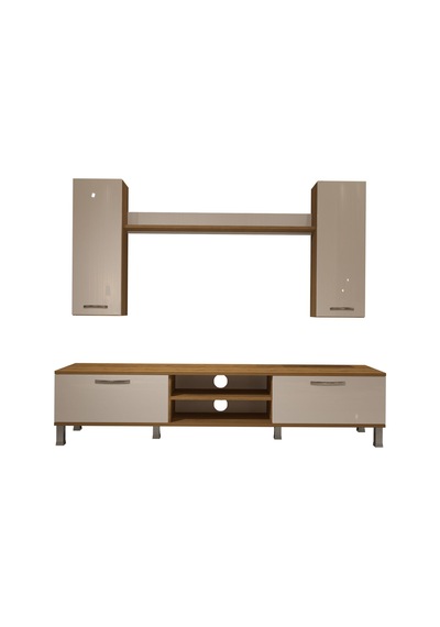 Decoraktiv Eko 7 Mdf Dvd Krom Ayaklı Tv Ünitesi Tv Sehpası Pera - Beyaz