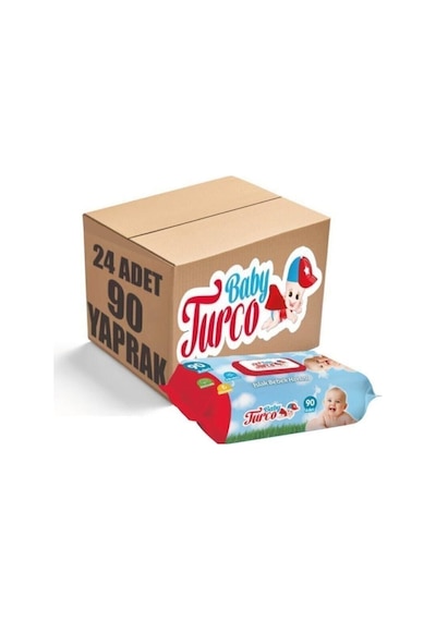 Baby Turco Islak Havlu Mendil 90 Yaprak 24 Lü