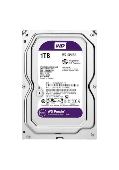 Wd Purple, Wd10purz, 3.5&quot 1tb, 64mb, 5400 Rpm, 7/24 Güvenlik, Hdd