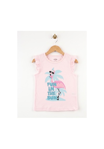Fuar Baby Kız Çocuk %100 Pamuklu Bisiklet Yaka Fırfır Kollu Tişört 2-6 Yaş Pembe Flamingo Desenli Fuar Baby Kız Çocuk %100 Pamuklu Bisiklet Yaka Fırfır Kollu Tişört 2-6 Yaş Pembe Flamingo Desenli
