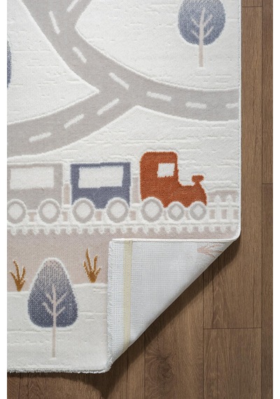 Icon Kids Ic012r Krem Renk Akrilik Trafik Yolu Desenli Çocuk Odası Halısı-938 Krem