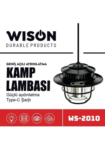 Go İthalat Wison Ws-2010 Geniş Açılı Aydınlatma Kamp Lambası Siyah