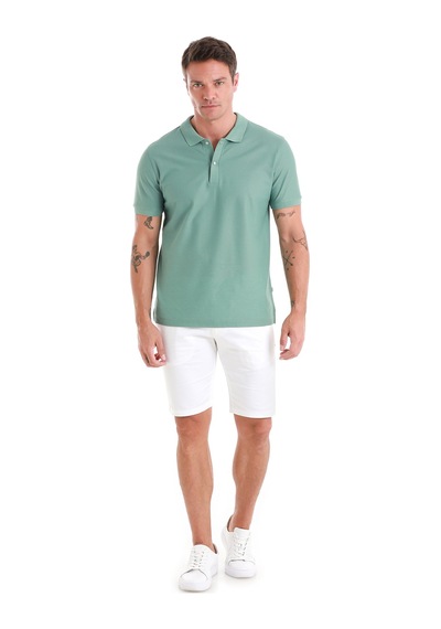 Hatemoğlu Yeşil Regular Fit Merserize Polo Yaka Pamuklu Tişört 35362024c021 Yşş Yeşil