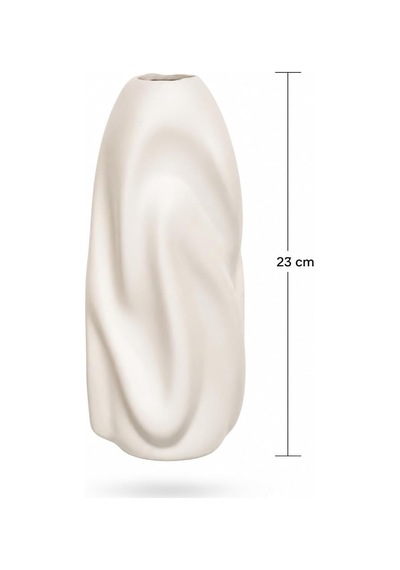 23 Cm Organik Dekoratif Krem Seramik Vazo Çok Renkli