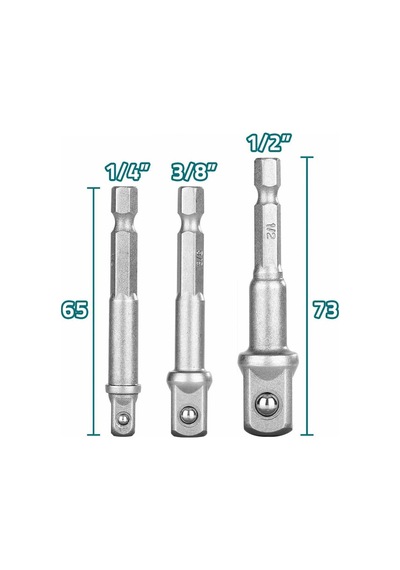 3 Lü Set Bits Uzatma Adaptörü Lokma Tutucu Bits Lokma Adaptörü 1/4-3/8-1/2 Lokmalar İçin Üçlü Set