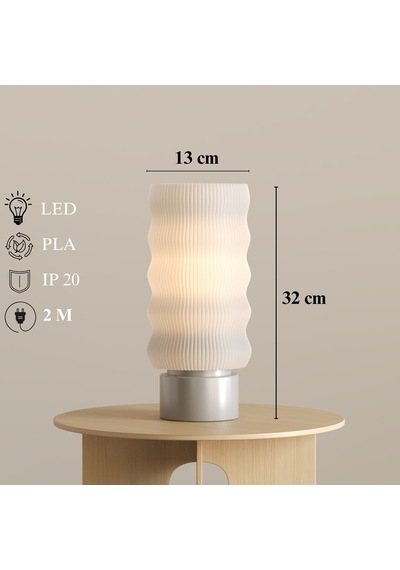 Otaru Masa Lambası: Dinginliğin Geometrik Sanatı 321-6 Beyaz
