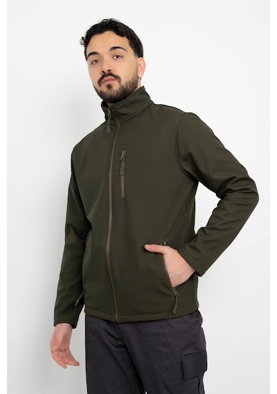 Dasüniforma Softshell İçi Polarlı Su Geçirmez Standart Fit Ceket Rüzgar Geçirmez Tam Fermuar Kışlık Unisex Mont Haki