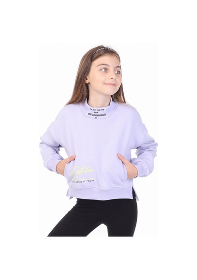 Toontoy Kız Çocuk Baskılı Sweatshirt Mavi