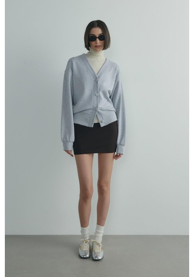 Suud Collection Gri Kenny Basic Hırka