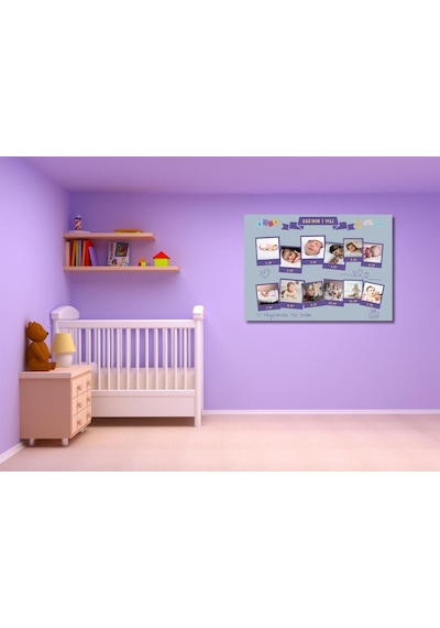 Bebek Odası Bebek Aylık Kolaj Temalı Anı Tablosu Çerçevesiz - 50x70