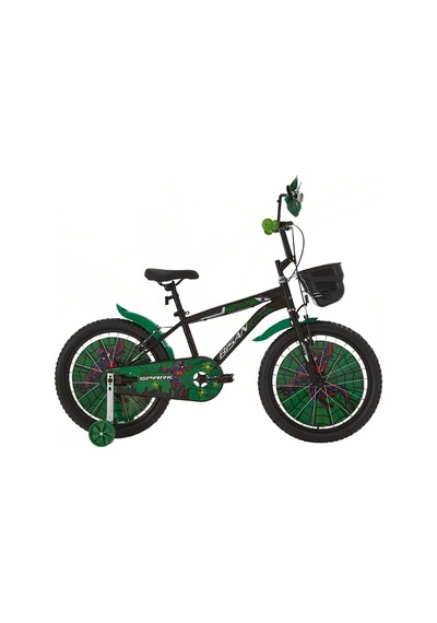 Bisan Spark Erkek Çocuk Bisikleti 30 Cm V 20 Jant Mat Siyah Yeşil Çok Renkli