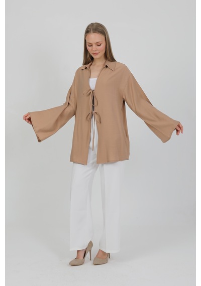 Doğal Viskon Kumaş Cepli Bağcıklı Kadın Kimono 1167 Hafif, Dökümlü, Akışkan, Yazlık Model Vizon Doğal Viskon Kumaş Cepli Bağcıklı Kadın Kimono 1167 Hafif, Dökümlü, Akışkan, Yazlık Model Vizon