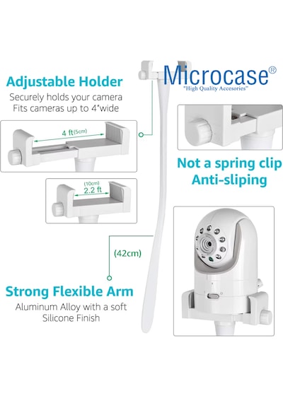 Microcase Esnek Web Kamera Bebek Kamerası Telefon Tutucu - Al5143 Siyah