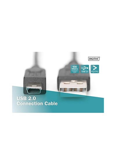 Assmann Ak-300108-018-s Usb 2.0 Bağlantı Kablosu, A Tipinde - Mini B 5 Pimli M/m, 1.8m, Usb 2.0 Uyumlu, Bl