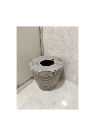 Jüt, Hasır, Çöp Kovası, Mutfak Çöp Kovası, Banyo Çöp Kovası, Doğal, Natürel, Jüt Kova, Modern Kova Gri Gri