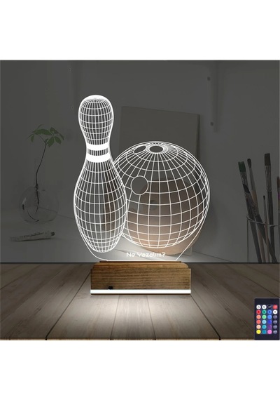 Luvivia Bowling Topu Kişiye Özel 3d Lamba - Masa Gece Lambası Şeffaf