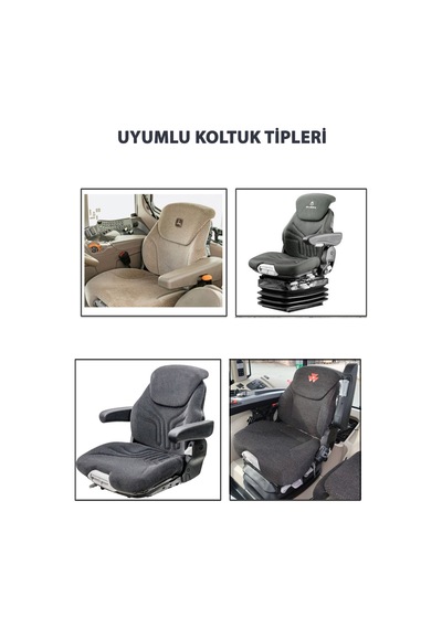 Büyük Tip - Kabinli Traktör Koltuk Kılıfı-3 Parça- Kapitone Deri- Mavi - Bk3-106