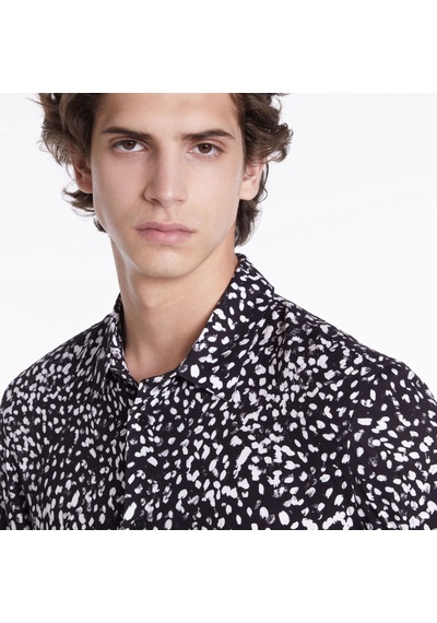 The Kooples Erkek Comfort Fıt Baskılı Siyah Gömlek