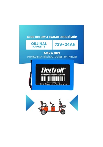 Meka Bus Batarya Standart Kapasite Lifepo4 72v 24ah Elektrikli Motosiklet Bataryası