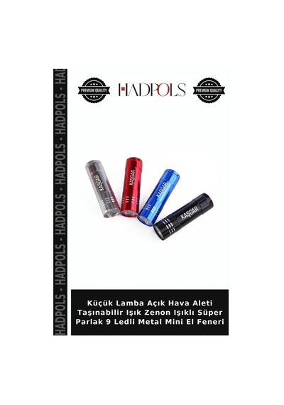 Küçük Lamba Açık Hava Aleti Taşınabilir Işık Zenon Işıklı Süper Parlak 9 Ledli Metal Mini El Feneri Çok Renkli