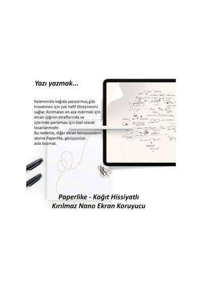 İpad Mini 3 Uyumlu Paperlike Nano Kırılmaz Ekran Koruyucu Kağıt Hissi