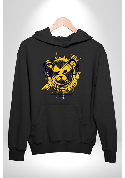 Sebep Olmadan Mutlu Ol Kadın Erkek Siyah Kapüşonlu Sweatshirt Hoodie Siyah