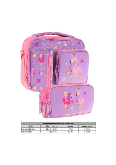 Kaukko Kids Kız Çocuk Mor Pembe Flamingo Baskılı Üç Bölmeli Thermo Beslenme Çantası Ve Kalemlik Seti L7240+l8240 Lila - Pembe Kaukko Kids Kız Çocuk Mor Pembe Flamingo Baskılı Üç Bölmeli Thermo Beslenme Çantası Ve Kalemlik Seti L7240+l8240 Lila - Pembe