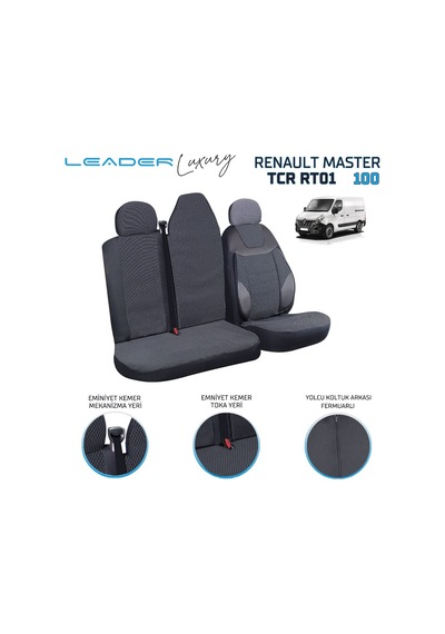 Renault Master Ticari Oto Koltuk Kılıfı 2+1 Siyah
