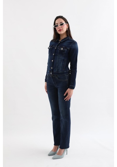 Kadın Likralı Straight Fit Jean Pantolon 001