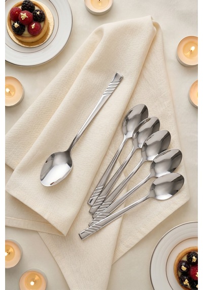 Karat Steel 6 Parça Tatlı Kaşığı Takımı - 16 Cm Silver
