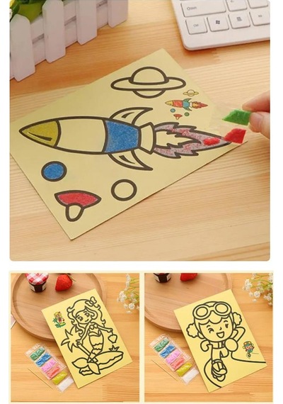 Kum Boyama Seti 15 Adet 20x30 Cm A4 Boyutunda Büyük Boy Kaliteli Kum Boyama Çalışması Tuz Boyama Etkinlik