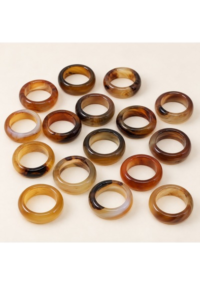 Akik Taşı Kalın Boy Yüzük Karamel & Siyah Alacalı 9 4mm Kalınlık 63802 - 1 Adet Yüzük Fiyatıdır 6428473