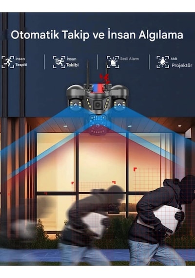 O-kam Pro Okam-5011 3 Lensli 9mp Wifi Ptz Dış Mekan Güvenlik Kamerası