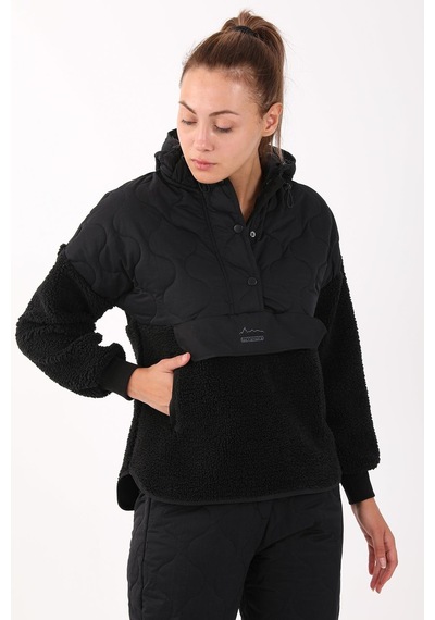 Maraton Sportswear Comfort Kadın Kapşonlu Uzun Kol Outdoor Siyah-siyah Sweatshirt 21441-siyah-siyah
