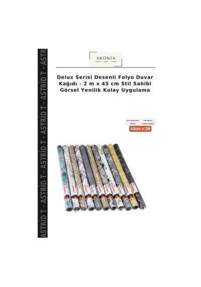 Delux Serisi Desenli Folyo Duvar Kağıdı - 2 M X 45 Cm Stil Sahibi Görsel Yenilik Kolay Uygulama