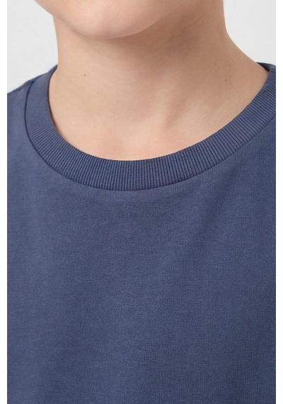 Koyu Mavi O Yaka Standart Fit Basic Unisex Çocuk T-shirt - 11328 Koyu Mavi