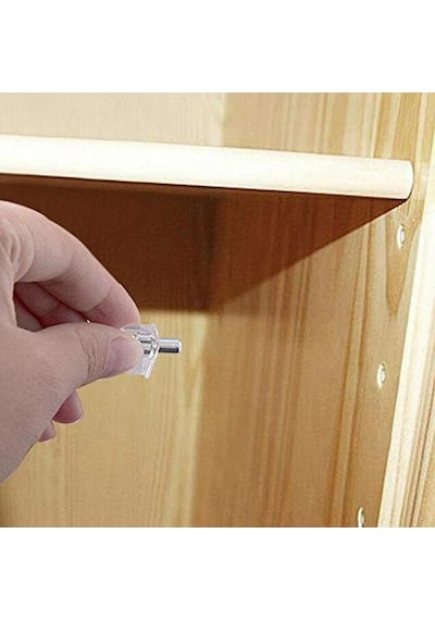 Badem10 Raf Pimi Şeffaf Cam Ahşap Metal Raf Tutucu Çivisi Mobilya Dolap Pimi 50 Adet Aahşap