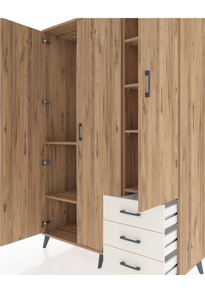 Hyperion Dolap 6 Raflı 3 Çekmeceli Tek Askılı 132x44x195 Çam-... Çam Hyperion Dolap 6 Raflı 3 Çekmeceli Tek Askılı 132x44x195 Çam-... Çam