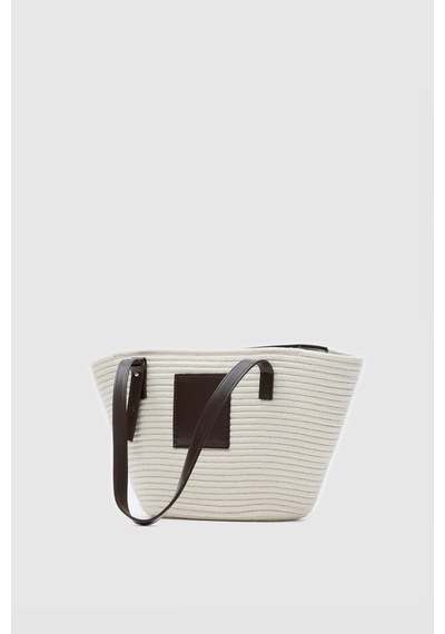 Shule Bags Vittoria Handmade Hasır Çanta Krem Krem