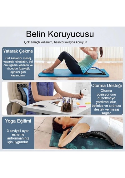 Ayarlanabilir Bel Masaj Ve Destek Cihazı Ergonomik Ve Çok Fonksiyonlu Siyah - Mavi