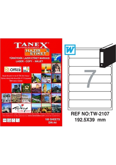 Tanex Tw-2107 192.5X39 Mm Lazer Etiket 100 Lü Paket