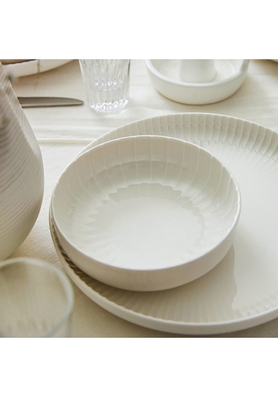 Kütahya Porselen Bone Crest 24 Parça 6 Kişilik Yemek Takımı Sade Krem