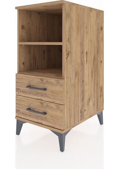 Kronos Komodin 2 Raflı 2 Çekmeceli 44x59x96 Çam-çam Çam