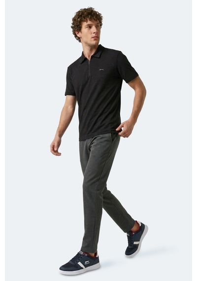 Slazenger Khan Erkek Polo Yaka Siyah Tişört