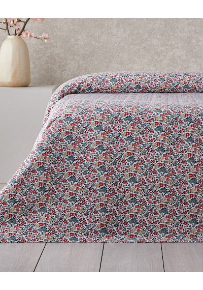 English Home Posy Garden Baskılı Pamuklu Çift Kişilik Pike 200x220 Cm Kırmızı Kırmızı